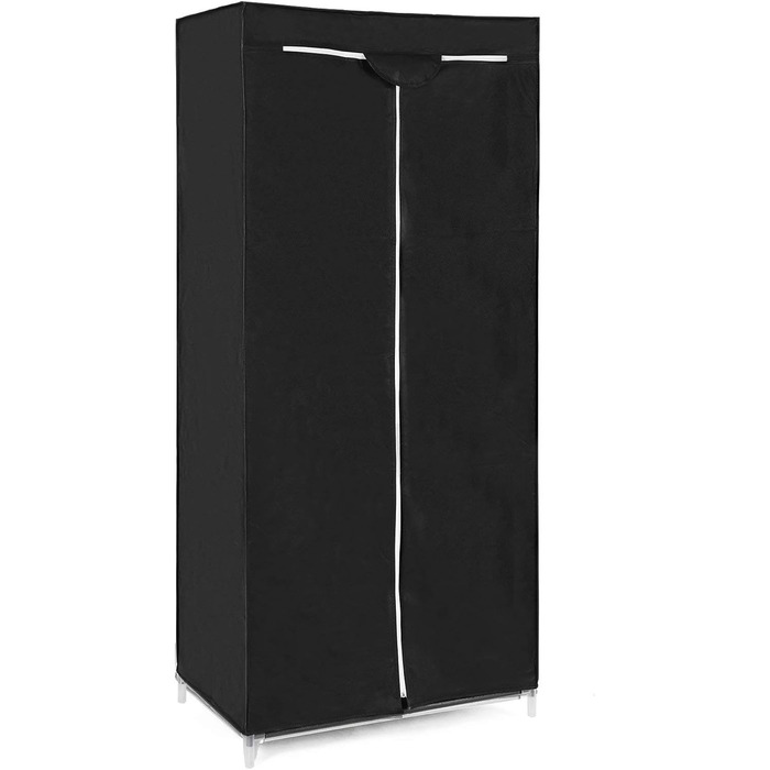 Шафа, Тканинна шафа, Складана шафа з рейкою для одягу, Вішалка для одягу, Місце для зберігання сумок, іграшок, взуття, Спальня, Гардеробна, 75 x 45 x 160 см, Чорний RYG83H