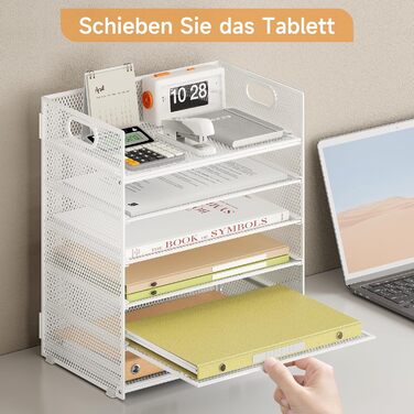 Органайзер для столу VITVITI, 6-ярусний лоток для листів, штабелювані тримачі для файлів, лотки з ручками, канцелярське приладдя для документів A4, паперу, книг, журналів (білий) 6-ярусний білий