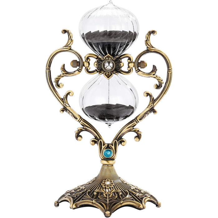 Пісочний годинник для Uten, Поворотний на 720, Старовинний білий пісочний годинник, Вінтажний пісочний годинник 1 Hora Reloj de Arena, Великий метал, Пісочний годинник, Офіс, Письмовий стіл, Дім, Весільне оформлення (чорний, 60 хв)