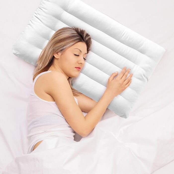 Ультраплоска ергономічна подушка з піни з ефектом пам&39яті, для зняття болю в шиї, ідеально підходить для сну на боці, спині та животі (біла)