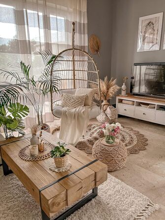 Подушка-шезлонг Beliani Pouf з в&39язаним м&39ячим сидінням, бежева, 40x40 см, кругла, бавовна, Кайсері