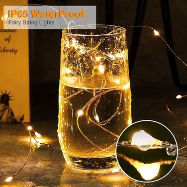 Світлодіодні гірлянди прикраса батареї на Різдво, вечірка, міні світлодіодні гірлянди з батареєю CR2032, 2M теплий білий мідний др