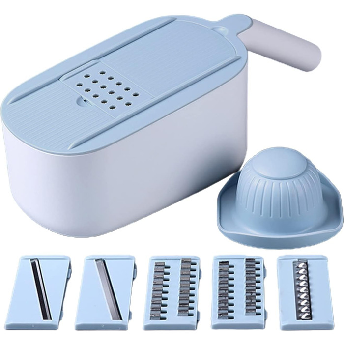 Кухонна терка з нержавіючої сталі, овочева нарізка моркви з контейнером, проста у використанні для ефективності, терка для кухні, з нержавіючої сталі, ручна, з контейнером сірого фону з