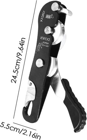 Спускний пристрій з функцією зупинки для скелелазіння - страхувальний пристрій для мотузок 8-13 мм, самогальмівне обладнання для спуску, порятунку та роботи на висоті Ручний антипанічний спускний пристрій, алюмінієвий сплав