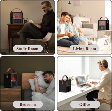 Електричний вентилятор-обігрівач Minthouz 1200 Вт/800 Вт, керамічний обігрівач з 3D-ефектом полум&39я, регульований термостат, енергоефективний, із захистом від перегріву та перекидання для спальні та офісу