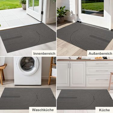 Килимок FEOMOS для внутрішніх/зовнішніх дверей 50x80 см, нековзний, брудозатримуючий килимок з абсорбуючою здатністю, миється та міцний, для вхідних дверей, коридору, балкону, кухні - сірий