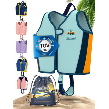 Дитячий рятувальний жилет KIDVERSE - переможець випробувань та сертифікований TV засіб для плавання для дітей від 2 років з регульованою плавучістю - сертифікований CE з надзвичайно м&39якого преміального неопрену, бірюзового кольору, розмір M