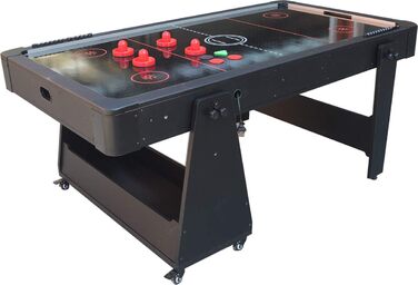 Стіл для аерохокею Twist Max сіро-чорний, мобільний (складаний та мобільний) 6,5 футів - комбінований 2 в 1 стіл для аерохокею та більярду