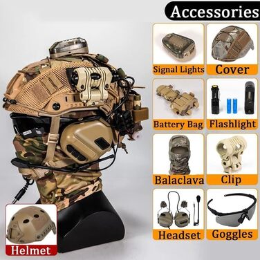 Комплект тактичного шолома для страйкболу, військовий швидкий захисний шолом з тактичною гарнітурою та чохлом для шолома, повнозахисний тактичний козирок, телескопічне кріплення для ПНВ