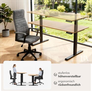 Стіл з регульованою висотою Дубовий стіл - 160 см - Натуральний - Дуб з чорними металевими ніжками Натуральний 160 см