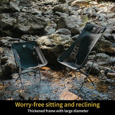 Крісло Naturehike, кемпінгове крісло, надлегке складне крісло, невелика вага 150 кг, для риболовлі, пікніка, походів на свіжому повітрі (чорне)