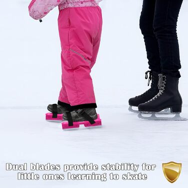 Пара регульованих ковзанів для малюків - подвійні ковзани з ремінцем для кріплення, взуття для катання на ковзанах для малюків, початківців, дітей, юніорів, рожеві, 1