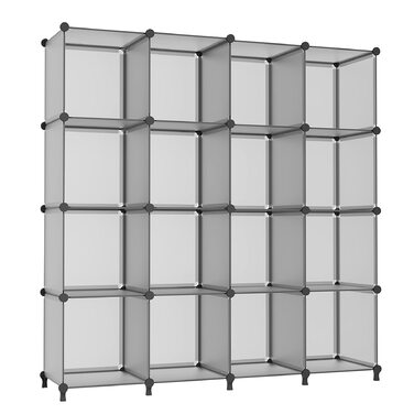 Органайзер для зберігання речей AWTATOS у формі куба, 16-кубовий модульний книжковий полиця для зберігання, полиця для шафи з пластику своїми руками, штабелювана полиця для зберігання речей, ідеальне рішення для зберігання речей для дому, офісу, спальні, 