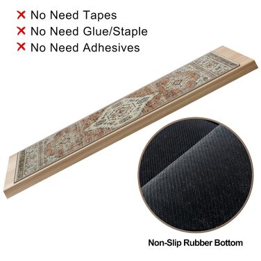 Килимки для сходів OJIA з нековзним покриттям для дерев&39яних сходів у приміщенні, 76,2 x 20,3 см, м&39які, що праються, доріжка для сходів, килимки для сходів, килимки для дітей, домашніх тварин, людей похилого віку, 15 шт. , бежевий