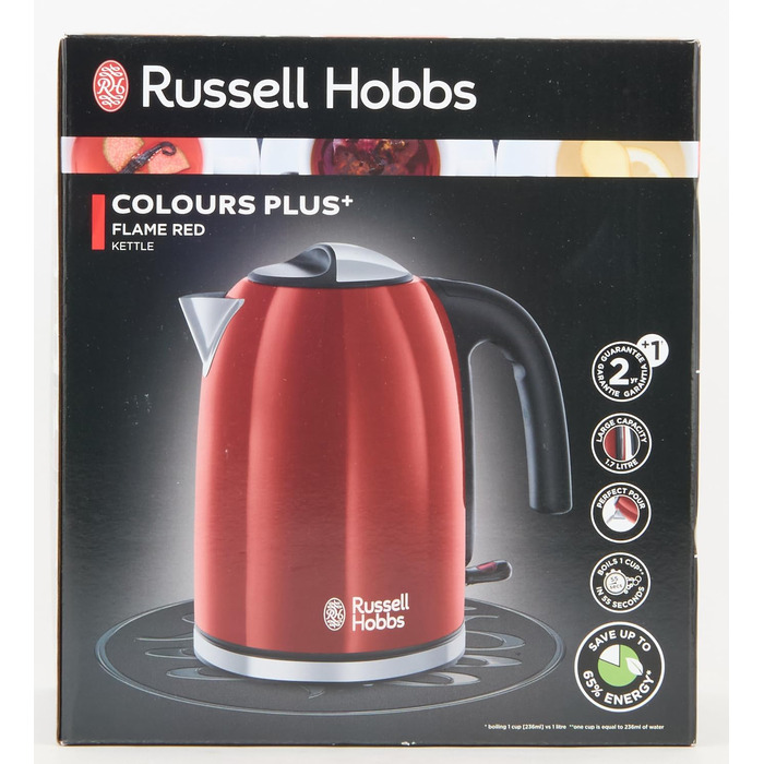 Чайник Russell Hobbs 1,7 л, 2400 Вт кольори нержавіюча сталь червоний (функція приготування під тиском, знімний фільтр з вапном, оптимізований вилив, зовнішній індикатор рівня води) Чайник для чаю 20412-70 Чайник 1,7 л