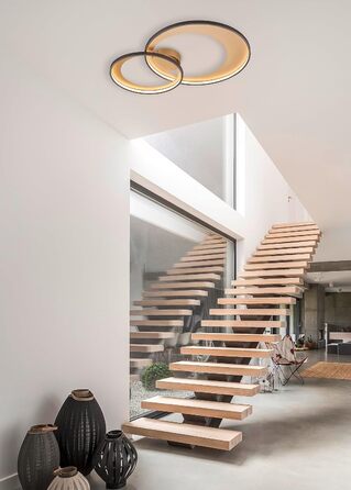 Стеля LED-світильник Trio Leuchten Granada 673890232, матовий чорний/золотий метал, 36 Вт LED, диммер Switch, чорний/золотий, 85 x 60 см