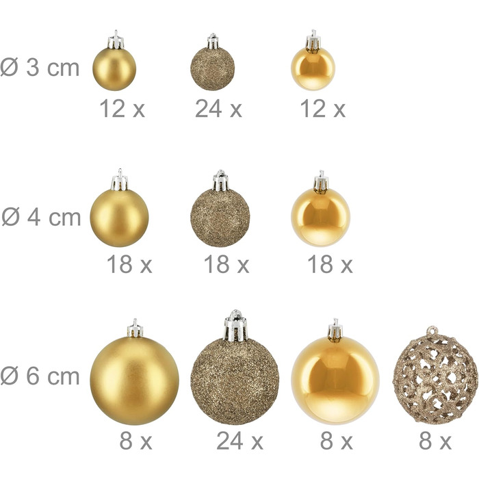 Різдвяні кульки наборі з 150 шт золоті Relaxdays