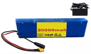 Велосипедні акумулятори 52V 30Ah, акумулятор 14S2P для електровелосипеда із зарядним пристроєм, вбудована система управління двигуном (BMS), для електровелосипедних двигунів потужністю 200W, 350W, 500W, 800W, 1000W, із зарядним пристроєм, 52V 30Ah XT60DC