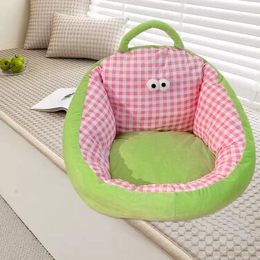 Дитячий диван-крісло MERIGLARE, дитяче крісло-диван, декоративне тканинне крісло зі спинкою, дитяче підлогове крісло з пухнастого оксамиту та шовкового наповнювача для ігрової кімнати, рожеве, L