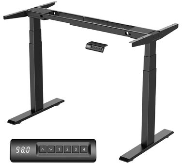 Рама столу DeHong з регулюванням висоти та 2 двигунами, 3-рівнева електрична регульована висота рами столу, функція пам&39яті та плавний старт/зупинка, 6BPLUS чорного кольору