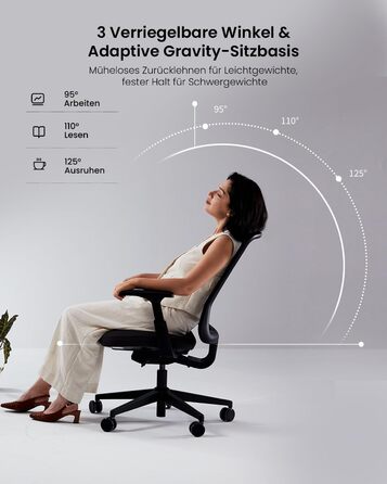 Ергономічне офісне крісло ProtoArc Flexer Робоче крісло з регулюванням глибини сидіння, контурною подушкою сидіння та дихаючою сітчастою спинкою для домашнього офісу та офісу, легке складання, чорний колір Flexer-black