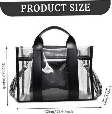 Прозора сумка-шопер з внутрішньою кишенею на блискавці, містка жіноча сумка з ручками та знімним ременем, ідеальна для спортивних заходів та концертів