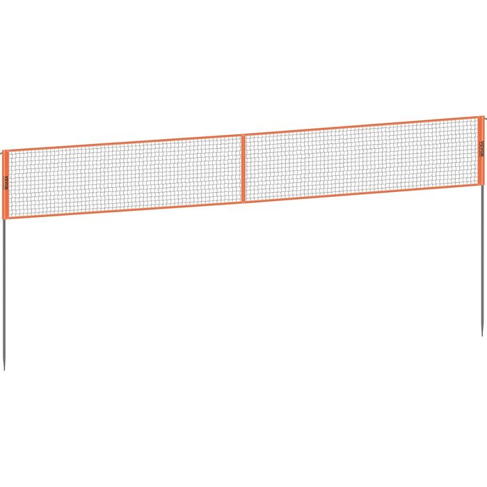Комплект волейбольної сітки VEVOR з регульованою висотою, 4,3 x 2,2 м, портативна, для пляжу та саду (з м'ячем та сумкою для перенесення), Помаранчевий