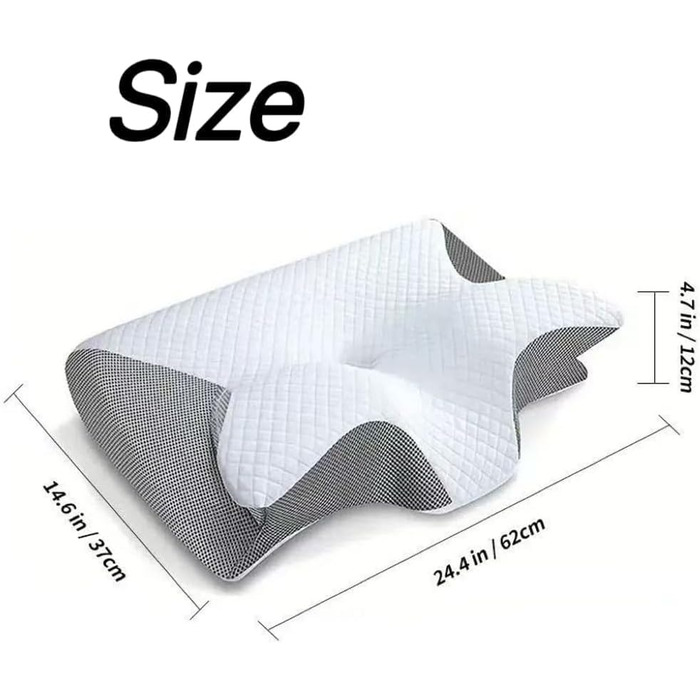 Подушка Curosleep, ергономічна ортопедична подушка для шиї з піни з ефектом пам&39яті, ергономічна подушка для голови для полегшення болю в шиї, для сну на спині, боці та животі, яку можна прати, прохолодна наволочка (чорна)