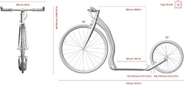 Самокат Yedoo Wolfer - до 120 кг, ударний самокат з пневматичними шинами 28/20 - самокат для дорослих, швидкий самокат з алюмінієв