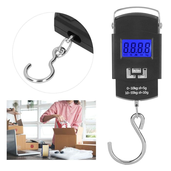 Портативні електронні ваги з USB-акумулятором, портативні експрес-ваги для риболовлі, місткість 55 кг, для експрес-багажу для риболовлі