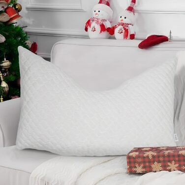 Подушки з подрібненого пінного матеріалу з ефектом пам&39яті регульована висота, ортопедична підтримка для сну на боці/спині, зняття тиску на шийний відділ хребта, можна прати в пральній машині (розмір queen-size), білі