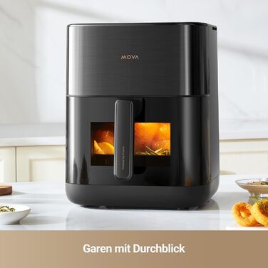 Фритюрниця Dreame Mova AeroChef FD10 Pro, швидке хрустке приготування, фритюрниця без олії, фритюрниця об'ємом 6 літрів, циркуляція гарячого повітря, подвійна система нагрівання, 50C-230C, 11 попередньо встановлених режимів