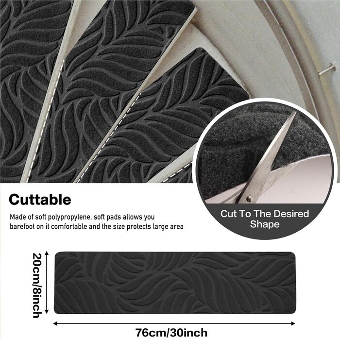Сходинки для дерев&39яних сходинок нековзка клейка стрічка для килимового покриття сходів, знімається та приклеюється подвійною клейкою стрічкою, комплект з 15 аркушів, чорний, 15 шт. аркуші 8&39 x 30&39 дюймів чорний