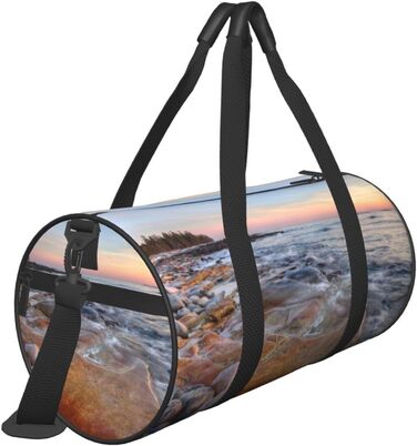 Спортивна сумка для подорожей, пляжу та відпочинку Мауї. Чорна сумка-органайзер з принтом Захід сонця на Гаваях, універсальний розмір.