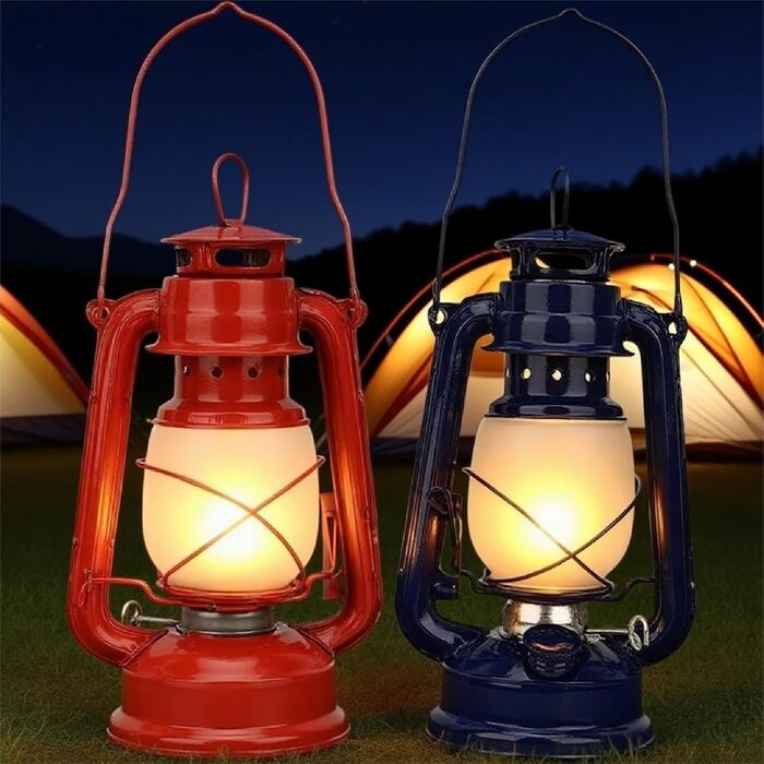 Газова лампа, гасова лампа, гасовий штормовий ліхтар зі скляною колбою, вінтажний кемпінговий ліхтар, портативний підвісний ліхтар для походів на свіжому повітрі, пікніків, декору для дому (синій)