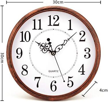 Настінний годинник Tosnail 12 дюймів без звуку цокання, ретро вінтажний стиль, на батарейках, прикраса для вітальні, дому, кухні,