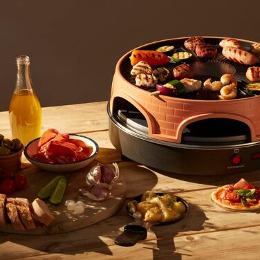 Піч для піци Emerio, PIZZARETTE оригінал, гриль для раклету для піци 3 в 1, запатентована конструкція, для міні-піци, справжня сімейна розвага на 6 осіб, PO-113255.4