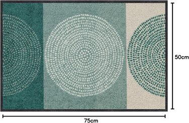 Килимок для дверей Salonloewe Nestor кольору шавлійно-бежевого, що миється, 50 x 75 см, вхідний килимок, брудозбірний килимок, зелені кола, 50 x 75 см (прямокутний), зелений