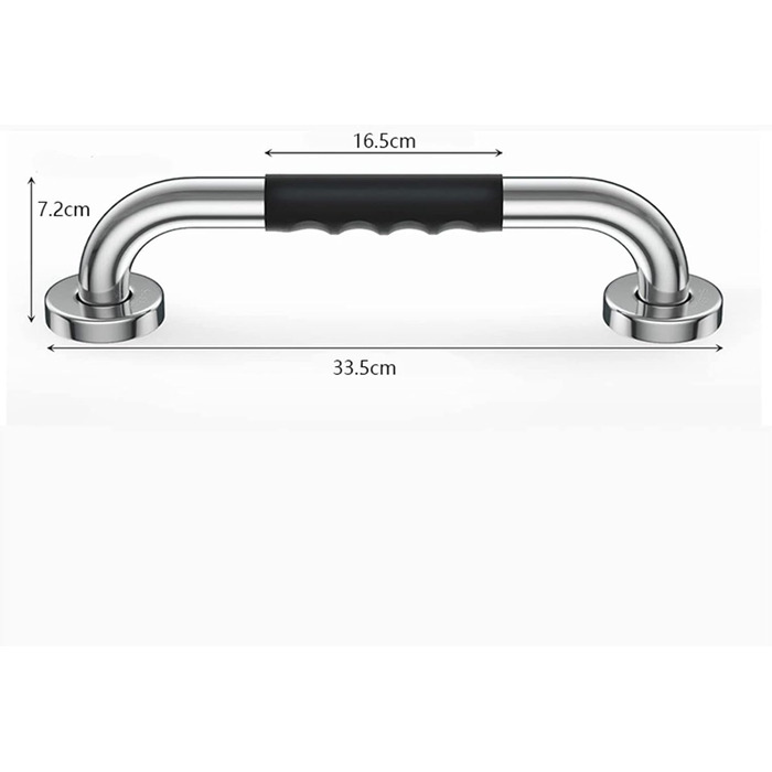 Безпечний поручень 33,5 см - нековзна душова ручка з силіконовою кришкою з нержавіючої сталі - надійна фіксація у ванній кімнаті