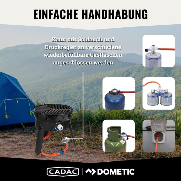 Гриль для кемпінгу Safari Chef 30 LP - 50mBar - Газовий гриль для кемпінгу - Сталь, алюміній і пластик - Газова плита для кемпінгу