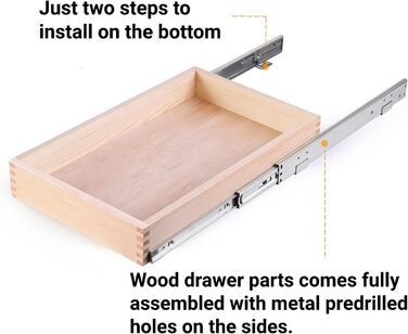Висувні шухляди для шаф, 58,9 см Ш х 53,3 см Д, м'яке закриття, висувні, дерев'яні, органайзер для зберігання, для кухні, вимагає