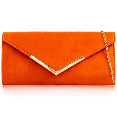 Клатч з замші, однотонний, для нареченої, випускного, весілля, вечора, вечірки, помаранчевий