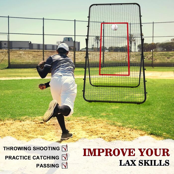 Волейбольна сітка LIANTRAL 2,2 × 1,2 м – тренувальне обладнання з зоною відбивання для лакросу, бейсболу та вправ, регульована для заднього двору, приміщення чи вулиці, чорна