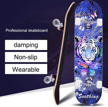 Повний скейтборд 31 x 8 дюймів для хлопчиків, дівчаток, підлітків, дорослих, початківців, 8-шаровий кленовий