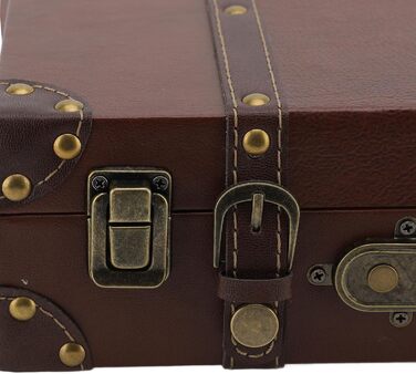 Ретро антикварна дерев&39яна валіза, декоративний футляр для багажу, міцна коробка для зберігання святкового реквізиту та фотореквізиту, матеріал коричневий, 34 x 20 x 8 см