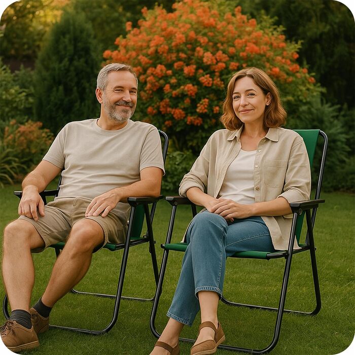 Складаний кемпінговий стілець, зелений, міцний кемпінговий стілець, до 100 кг, сталевий каркас, складний садовий стілець 73x46x51 см, складний стілець для саду, пляжу, риболовлі, балкону, аксесуари для кемпінгу