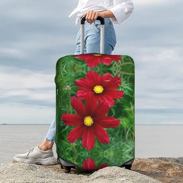 Чохол для багажу Червона троянда з принтом, еластичний захист від подряпин та пилу для валіз, чорний, розмір 80