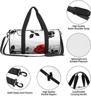 Дорожня сумка Tower Paris, кругла, великої місткості, легка та міцна, ідеальний подарунок для походів, відпустки, ділових поїздок та іншого, квітковий дизайн Троянда з плющем з листям, універсальний розмір