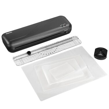 Ламінатор Hama Laminator plus ламінуючі пакети (A4, A5, A6, візитні картки, комплект ламінатора, включаючи пакети для ламінатора, машину для холодного та гарячого ламінування, а також аксесуари, 80-125 мікрон)