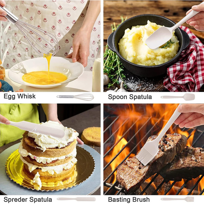 Набір силіконового кухонного посуду 15 шт., Термостійкий набір посуду з високоякісними ручками з нержавіючої сталі для приготуванн